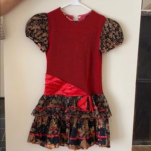 Red glitter ruffles dress